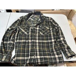 Freedom Foundry Fleece Shacket Mens XLarge Green Plaid Button Front Winter